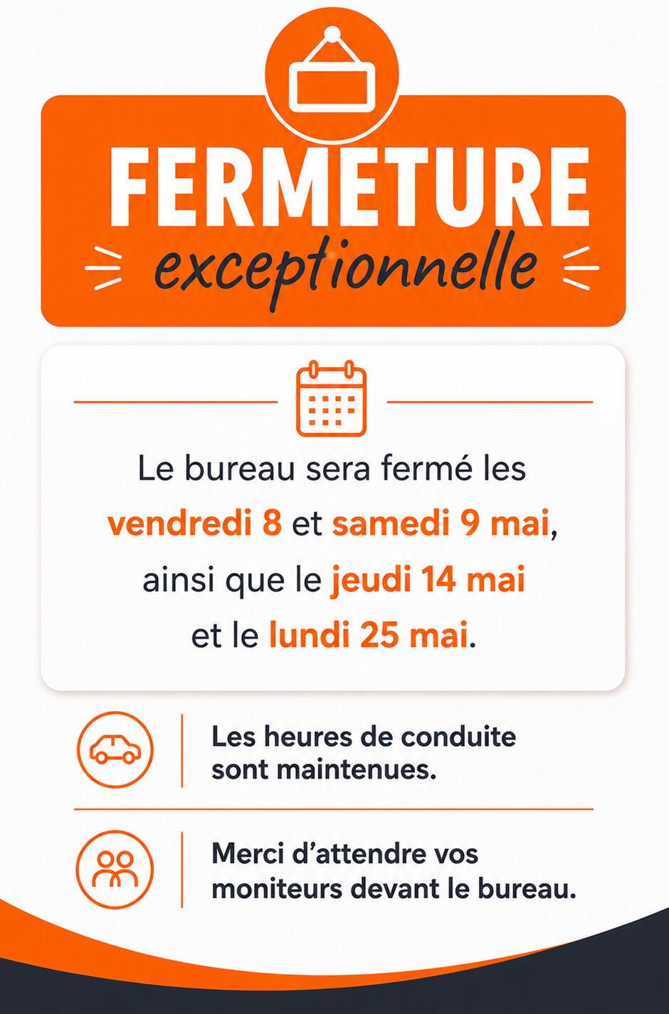 Fermeture pont mai 2026